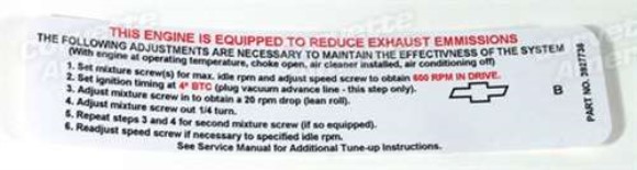 Label. Emission 300,390,400 Horsepower Automatic 68