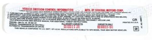 Label. Emission 300 Horsepower 70