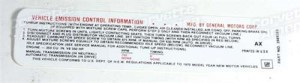 Label. Emission 350 Horsepower 70