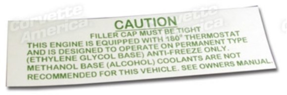 Decal. Radiator Caution 63 Late/64 Early 63-64