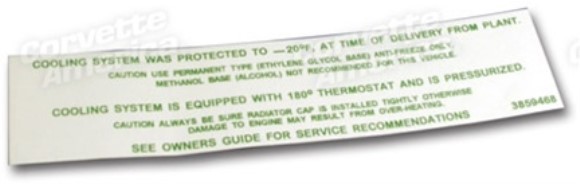 Decal. Radiator Caution Frame Or Shroud 64-66
