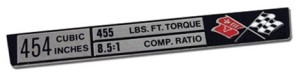 Console Dataplate. 454 Ci 72