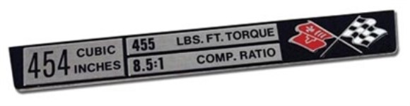 Console Dataplate. 454 Ci 72