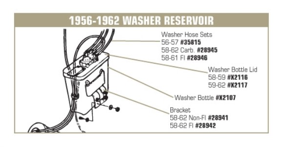 Washer Bottle Bracket. W/Fuel Injection 58-62