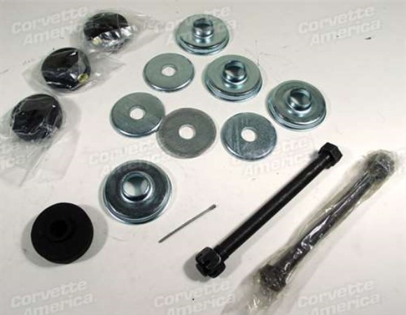 Rear Spring Hanger Kit. With Polyurethane Cushions - Stock Length 63-82