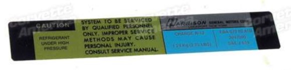 Decal. Air Conditioning Foil Plate 82