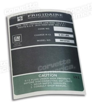 Decal. Air Conditioning Compressor Frigidaire 70-71