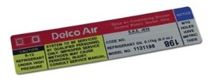 Decal. Air Conditioning Compressor Delco 80