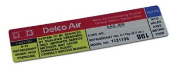 Decal. Air Conditioning Compressor Delco 80