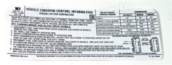 Decal. Emission L48 Federal 73