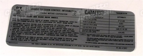 Decal. Emission L48 California 78