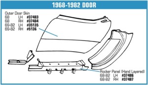Rocker Panel. LH Fiberglass 68-82