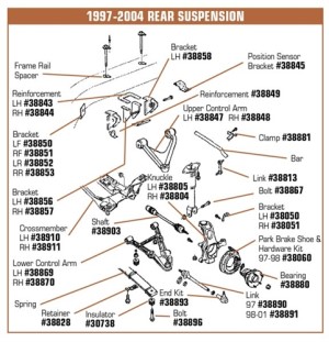 Park Brake Shoe & Hardware Kit. 2 Required 97-98