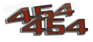 Emblems. Hood 454 - Trim Parts 73-74