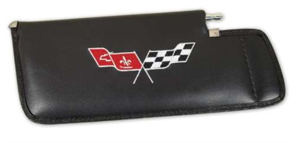 Sunvisor. Black LH Telescopic With Rod Embroidered with Logo 79-81