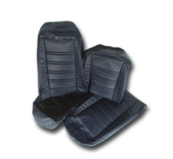 Leather Seat Covers. Dark Blue Leather/Vinyl Original 75