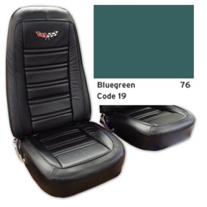 Embroidered Leather Seat Covers. Bluegreen Lthr/Vnyl Original 76