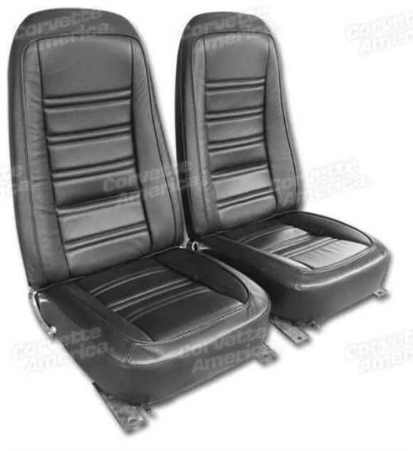 Leather Seat Covers. Black Leather/Vinyl Original 76-78