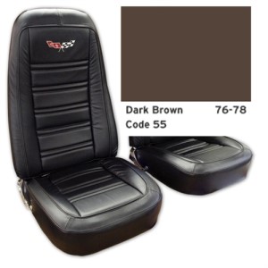 Embroidered Leather Seat Covers. Dark Brown Lthr/Vnyl Original 76-78