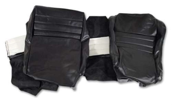 Leather Seat Covers. Black Leather/Vinyl Original 2--Bolster 79-81