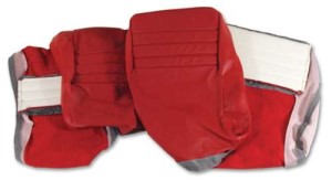 Leather Seat Covers. Red Leather/Vinyl Original 2--Bolster 79-81