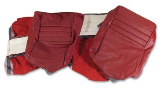 Leather Seat Covers. Red Leather/Vinyl Original 2--Bolster 82