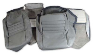 Leather Seat Covers. Gray Leather/Vinyl Original 2--Bolster 82