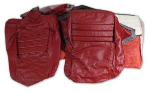 Leather Seat Covers. Red Leather/Vinyl Original 4--Bolster 82