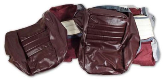 Leather Seat Covers. Claret Leather/Vinyl Original 4--Bolster 80
