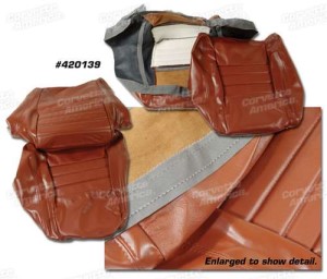 Leather Seat Covers. Cinnabar Leather/Vinyl Original 4--Bolster 81