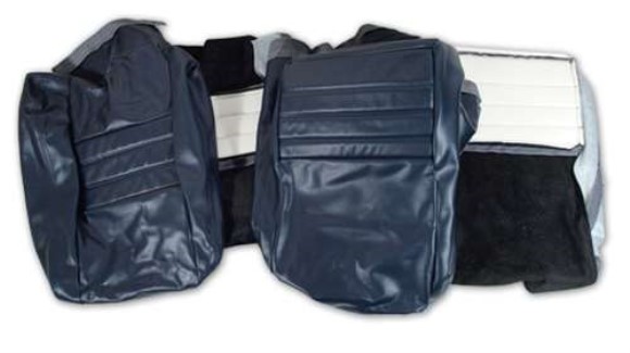 Leather Seat Covers. Dark Blue Leather/Vinyl Original 4--Bolster 82