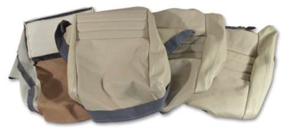Leather Seat Covers. Oyster Leather/Vinyl Original 4--Bolster 79-80