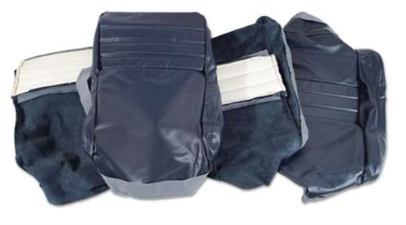 Leather Seat Covers. Dark Blue 100%-Leather 4--Bolster 79-81