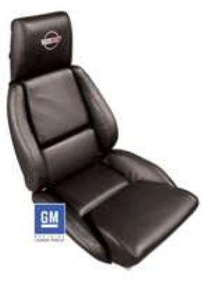 Embroidered Leather Seat Covers. Black Standard 84-88