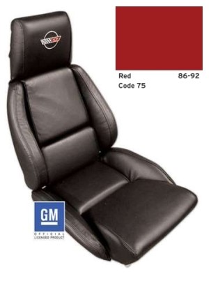 Embroidered Leather Seat Covers. Red Standard 86-88