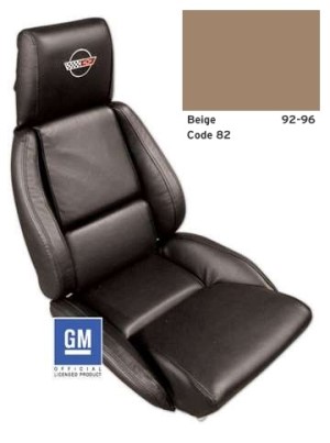 Embroidered Leather Seat Covers. Beige Standard 92