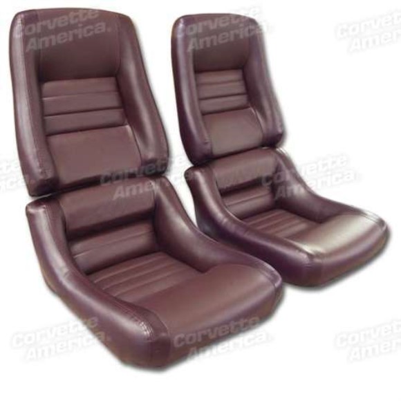 Mounted Leather Seat Covers. Claret Lthr/Vnyl Original 4--Bolster 80