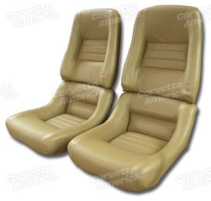 Mounted Leather Seat Covers. Camel Lthr/Vnyl Original 4--Bolster 81-82