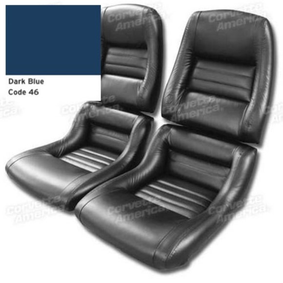 Mounted Leather Like Seat Covers. Dark Blue 4--Bolster 82