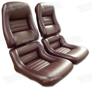 Mounted Leather Seat Covers. Claret Lthr/Vnyl Original 2--Bolster 80