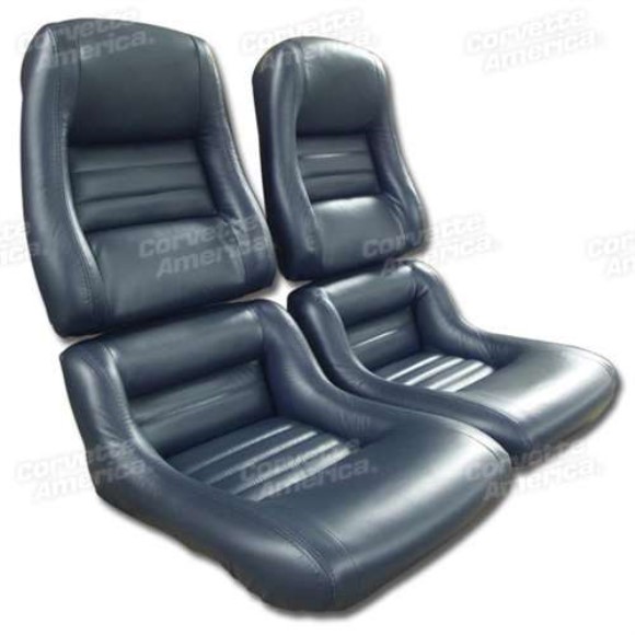 Mounted Leather Seat Covers. Dark Blue 100%-Leather 2--Bolster 82