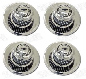 Rallye Hubcaps. Derby Replacement Bowtie Center - 4 Piece Set 68-82