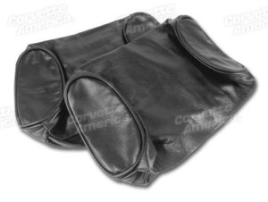 Headrest Covers. Black Leather 67