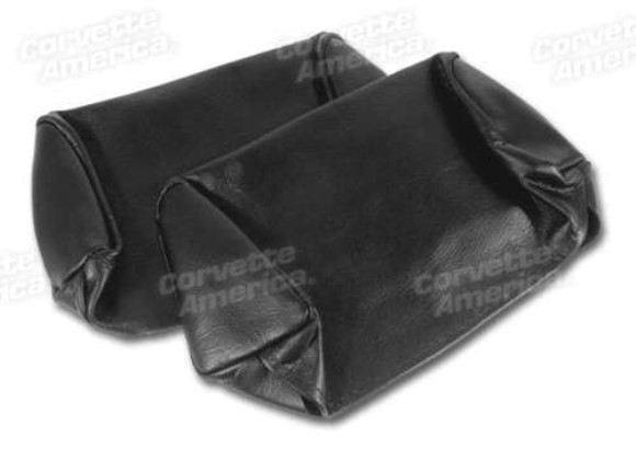 Headrest Covers. Black Leather 68-69