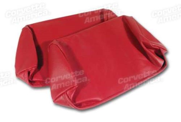 Headrest Covers. Red Leather 68-69