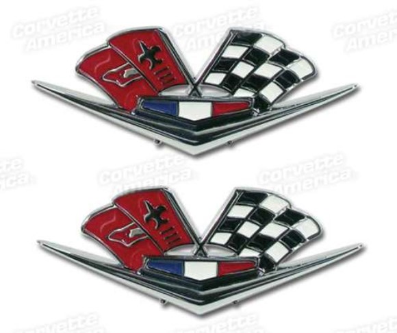 Emblems. Front Fender Crossflags - 1963 Early 62-63