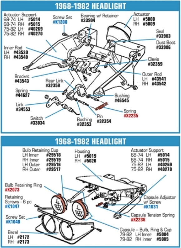 Headlight Actuator Bracket. 68-82