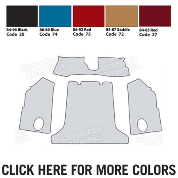 Rear Carpet. Blue Poly-Back Coupe 86-87