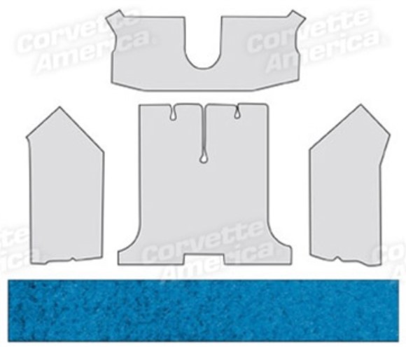 Rear Carpet. Blue Poly-Back Coupe 88-89