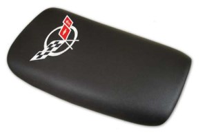 Embroidered Console Lid. Black with Silver Logo 97-04